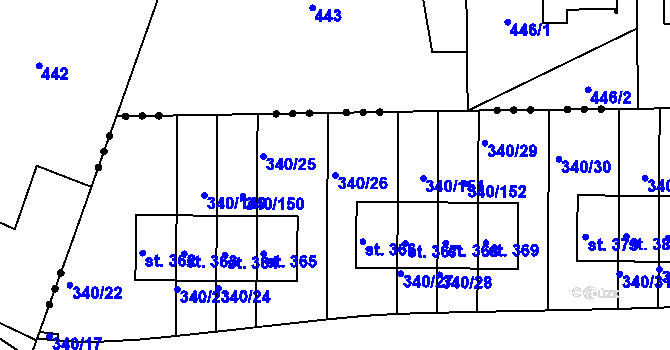 Parcela st. 340/26 v KÚ Zlončice, Katastrální mapa