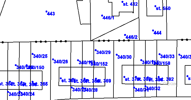 Parcela st. 340/29 v KÚ Zlončice, Katastrální mapa