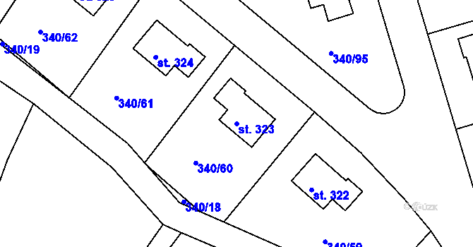 Parcela st. 323 v KÚ Zlončice, Katastrální mapa