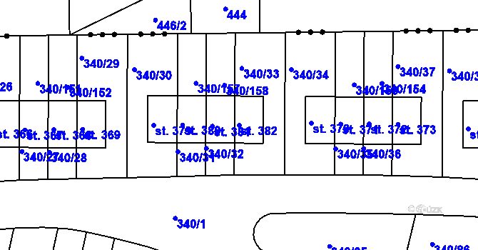 Parcela st. 382 v KÚ Zlončice, Katastrální mapa