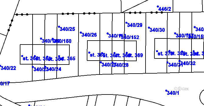 Parcela st. 367 v KÚ Zlončice, Katastrální mapa