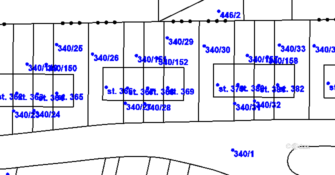Parcela st. 369 v KÚ Zlončice, Katastrální mapa