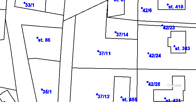 Parcela st. 37/11 v KÚ Zlončice, Katastrální mapa