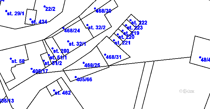 Parcela st. 468/31 v KÚ Zlončice, Katastrální mapa