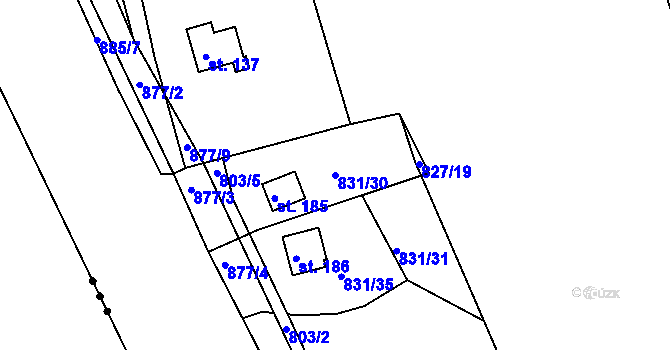 Parcela st. 831/30 v KÚ Zlončice, Katastrální mapa