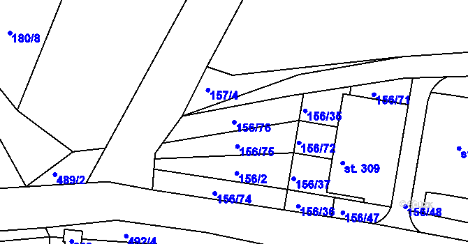 Parcela st. 156/76 v KÚ Zlončice, Katastrální mapa