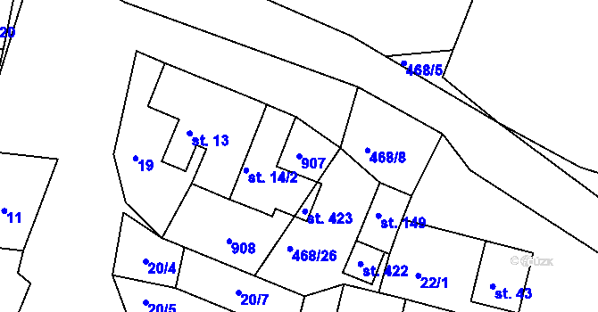 Parcela st. 907 v KÚ Zlončice, Katastrální mapa