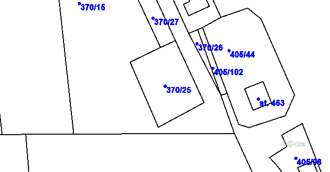 Parcela st. 370/25 v KÚ Zlončice, Katastrální mapa