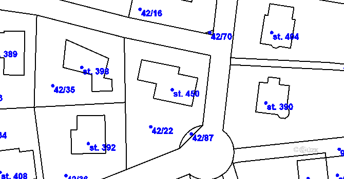 Parcela st. 450 v KÚ Zlončice, Katastrální mapa