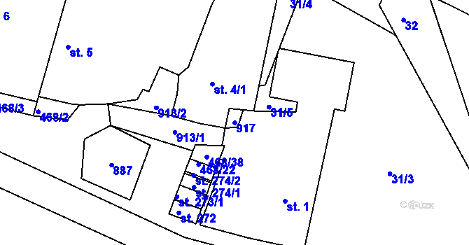 Parcela st. 917 v KÚ Zlončice, Katastrální mapa