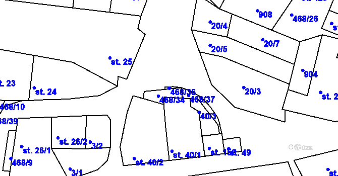 Parcela st. 468/36 v KÚ Zlončice, Katastrální mapa