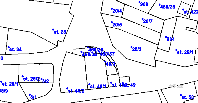 Parcela st. 468/37 v KÚ Zlončice, Katastrální mapa
