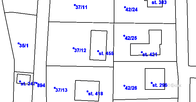 Parcela st. 455 v KÚ Zlončice, Katastrální mapa