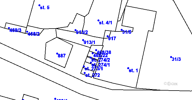 Parcela st. 468/38 v KÚ Zlončice, Katastrální mapa