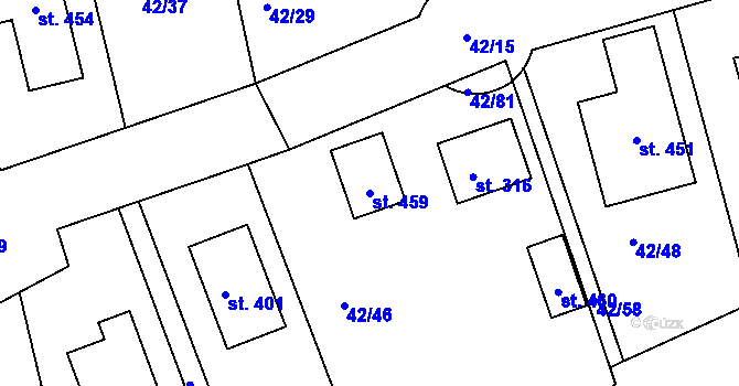 Parcela st. 459 v KÚ Zlončice, Katastrální mapa