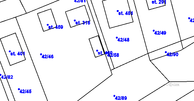 Parcela st. 460 v KÚ Zlončice, Katastrální mapa