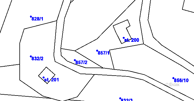 Parcela st. 857/1 v KÚ Zlončice, Katastrální mapa