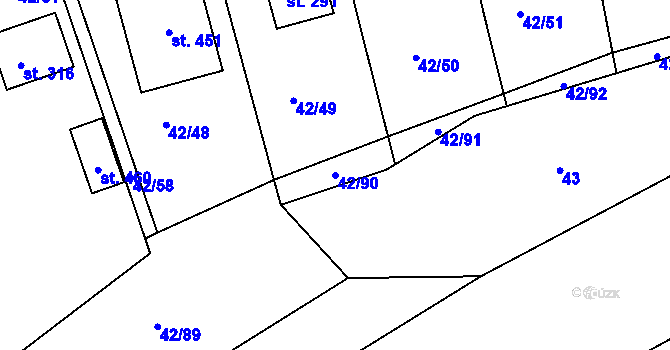 Parcela st. 42/90 v KÚ Zlončice, Katastrální mapa