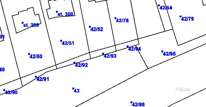 Parcela st. 42/93 v KÚ Zlončice, Katastrální mapa