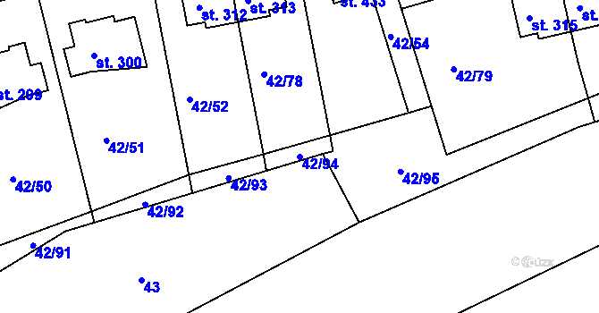 Parcela st. 42/94 v KÚ Zlončice, Katastrální mapa
