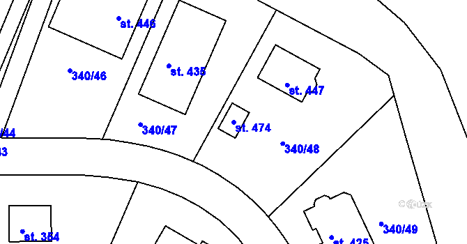Parcela st. 474 v KÚ Zlončice, Katastrální mapa