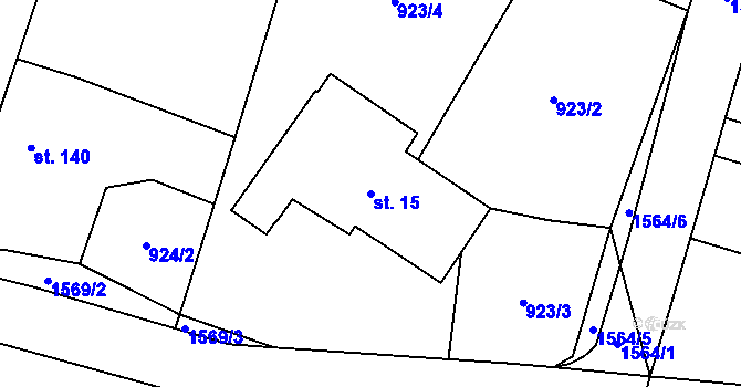 Parcela st. 15 v KÚ Chvojenec, Katastrální mapa