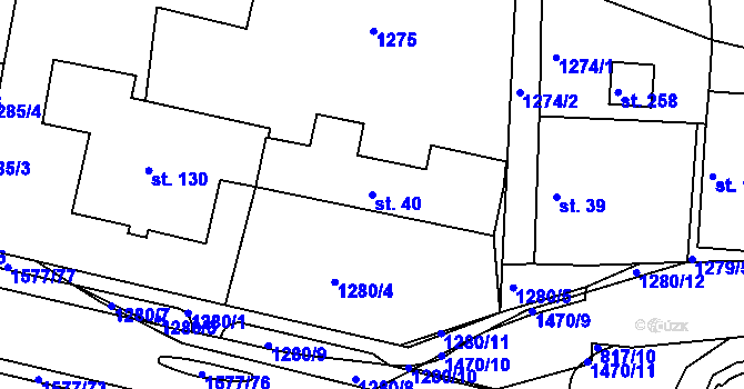 Parcela st. 40 v KÚ Chvojenec, Katastrální mapa