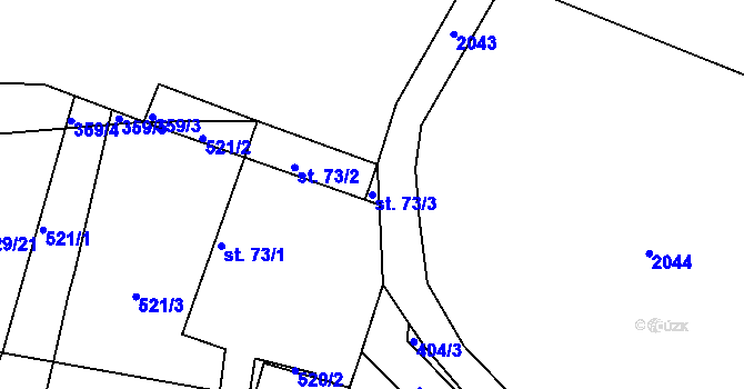 Parcela st. 73/3 v KÚ Chvojenec, Katastrální mapa