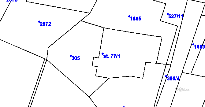 Parcela st. 77/1 v KÚ Chvojenec, Katastrální mapa