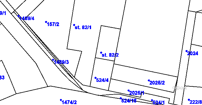 Parcela st. 82/2 v KÚ Chvojenec, Katastrální mapa