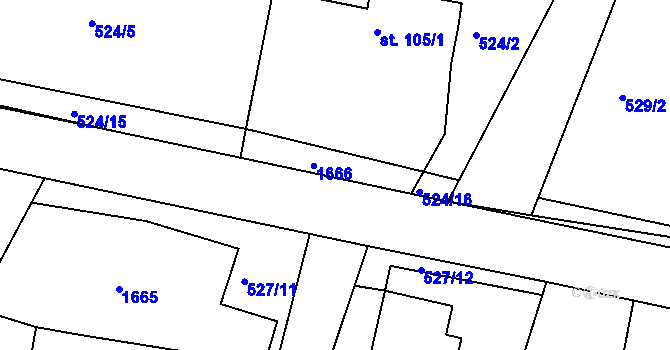 Parcela st. 105/2 v KÚ Chvojenec, Katastrální mapa