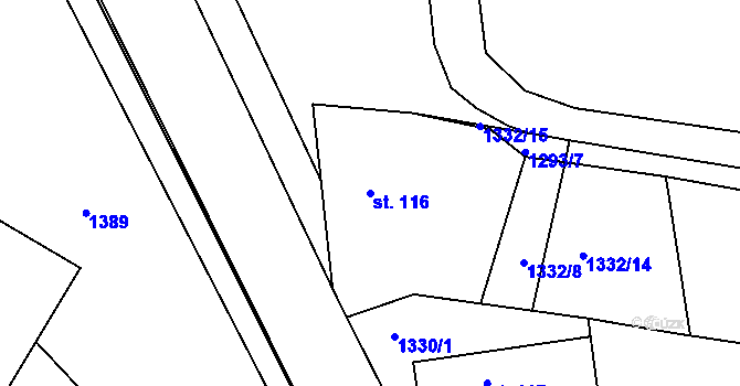 Parcela st. 116 v KÚ Chvojenec, Katastrální mapa