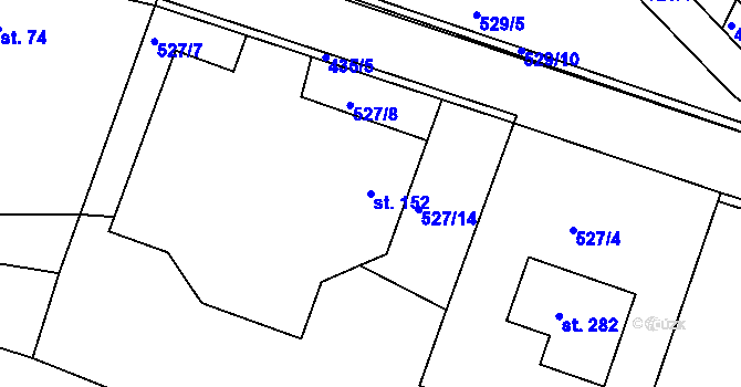 Parcela st. 152 v KÚ Chvojenec, Katastrální mapa