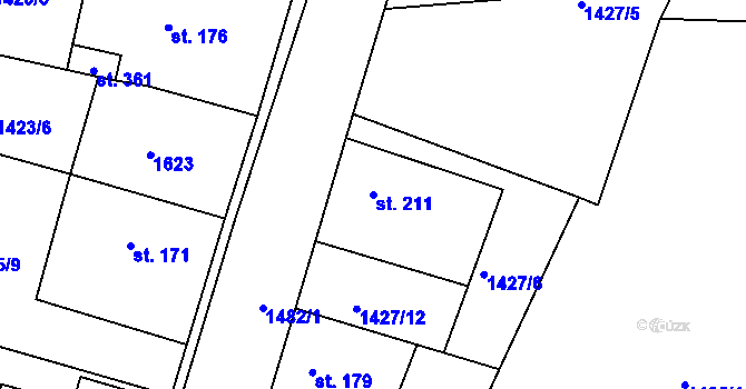 Parcela st. 211 v KÚ Chvojenec, Katastrální mapa