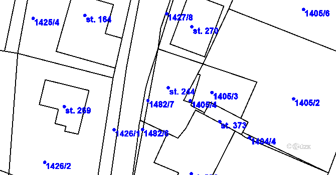 Parcela st. 244 v KÚ Chvojenec, Katastrální mapa