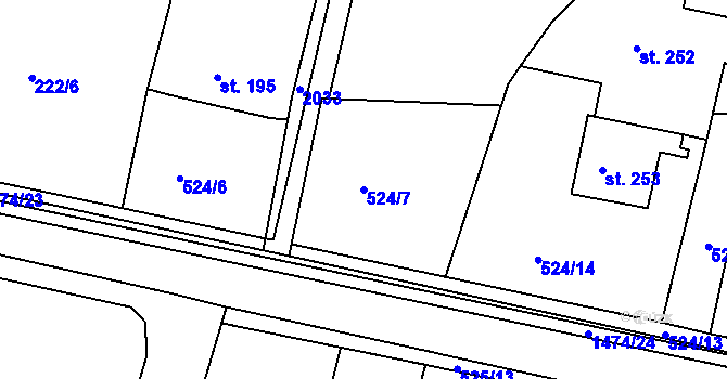 Parcela st. 524/7 v KÚ Chvojenec, Katastrální mapa