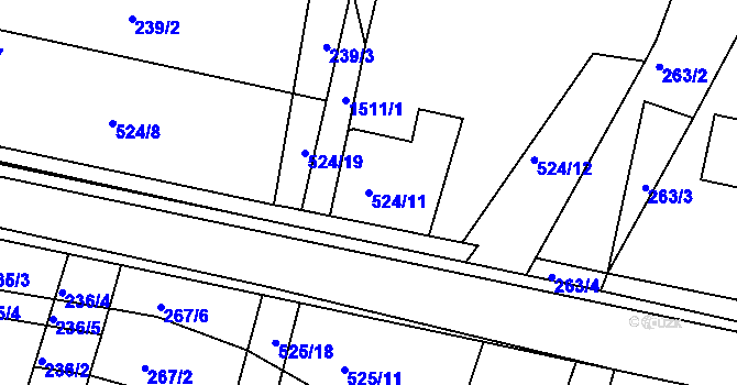 Parcela st. 524/11 v KÚ Chvojenec, Katastrální mapa
