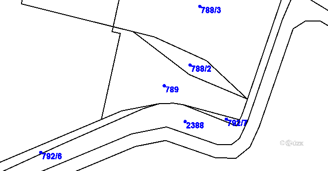 Parcela st. 789 v KÚ Chvojenec, Katastrální mapa