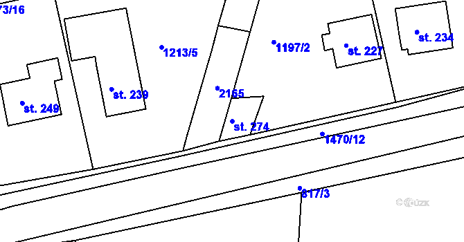 Parcela st. 274 v KÚ Chvojenec, Katastrální mapa