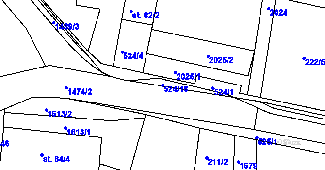 Parcela st. 524/18 v KÚ Chvojenec, Katastrální mapa