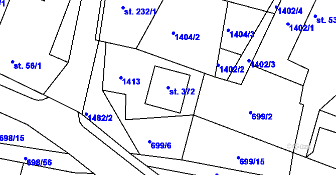 Parcela st. 372 v KÚ Chvojenec, Katastrální mapa