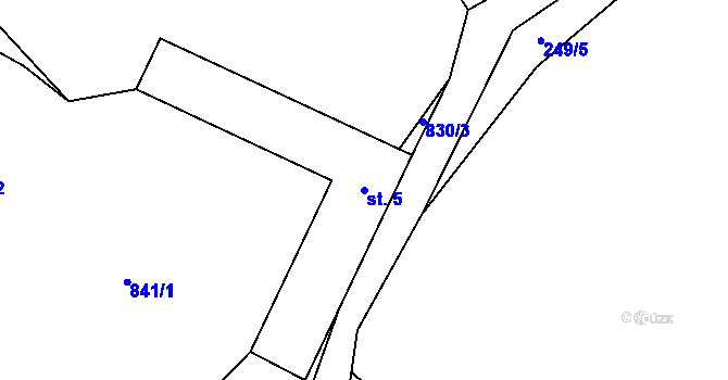 Parcela st. 5 v KÚ Chvojnov, Katastrální mapa
