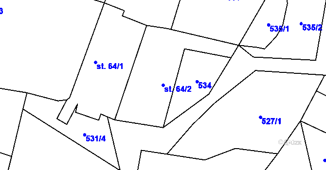 Parcela st. 64/2 v KÚ Chvojnov, Katastrální mapa