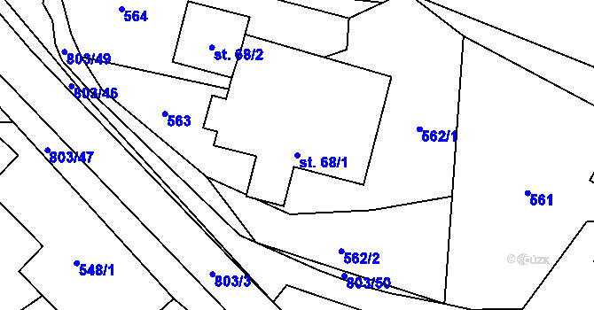 Parcela st. 68/1 v KÚ Chvojnov, Katastrální mapa