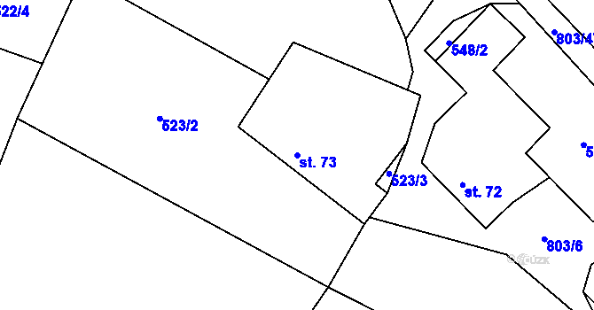 Parcela st. 73 v KÚ Chvojnov, Katastrální mapa