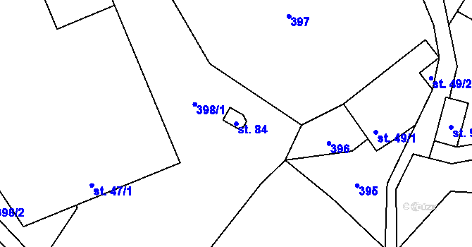 Parcela st. 84 v KÚ Chvojnov, Katastrální mapa