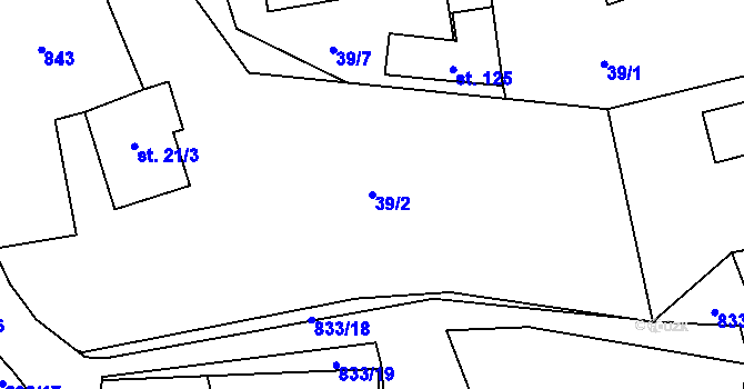 Parcela st. 39/2 v KÚ Chvojnov, Katastrální mapa