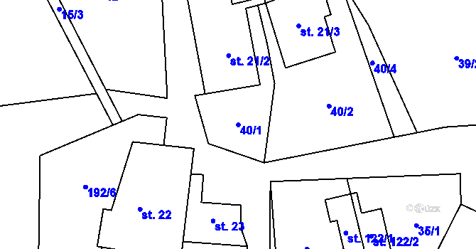 Parcela st. 40/1 v KÚ Chvojnov, Katastrální mapa