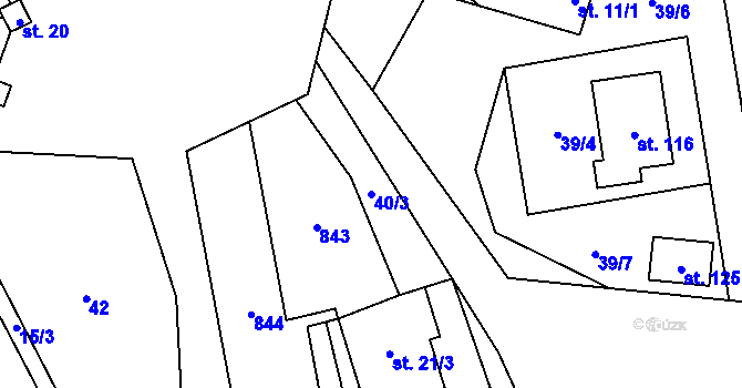Parcela st. 40/3 v KÚ Chvojnov, Katastrální mapa