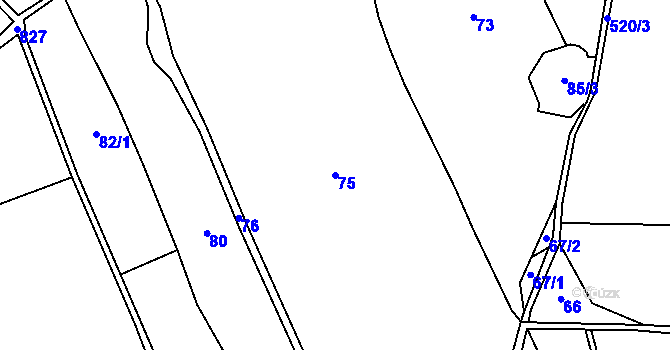 Parcela st. 75 v KÚ Chvojnov, Katastrální mapa